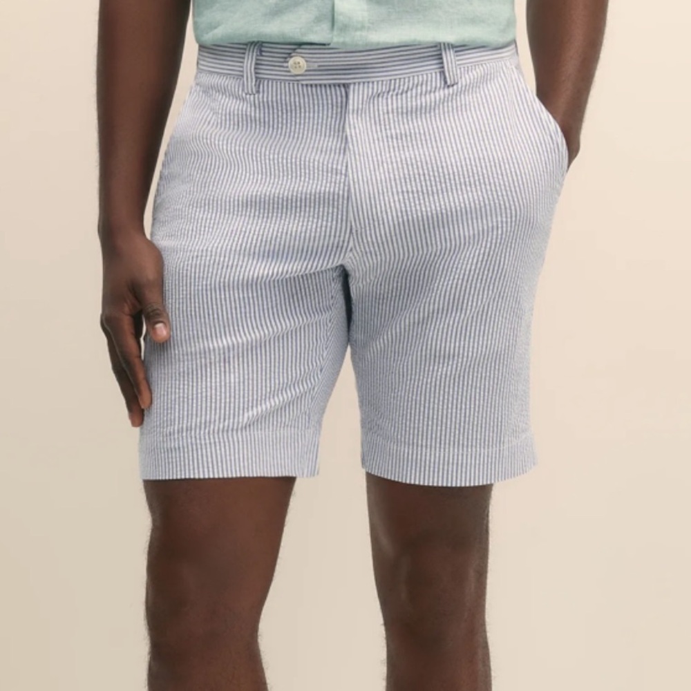 Brooks Brothers Light Blue and white seersucker Bermuda Shorts